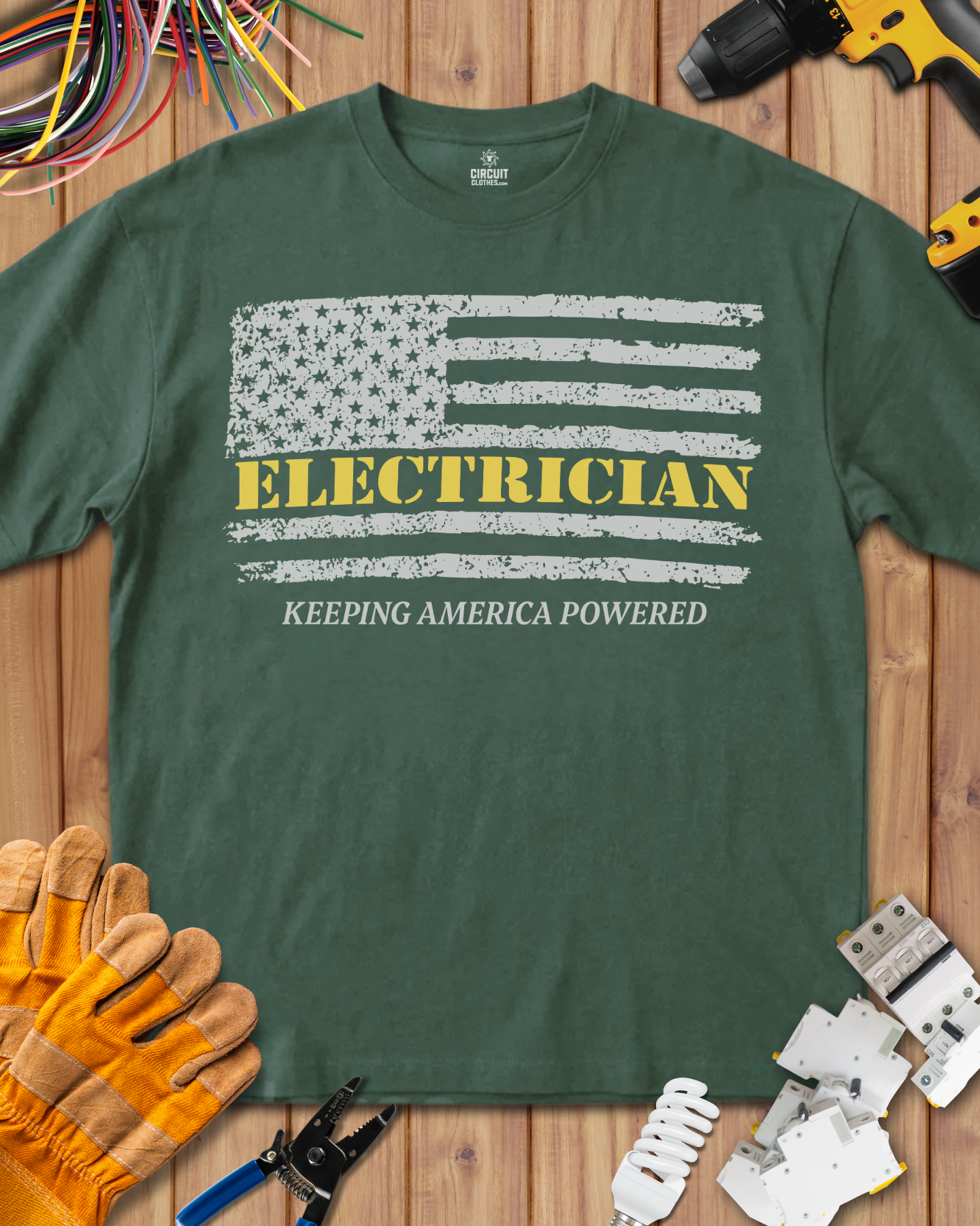 Cool US flag Keeping America Powerd T-shirt