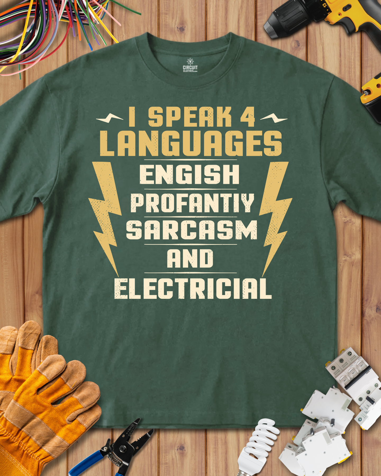 I Speak 4 Languages Electrician T-shirts