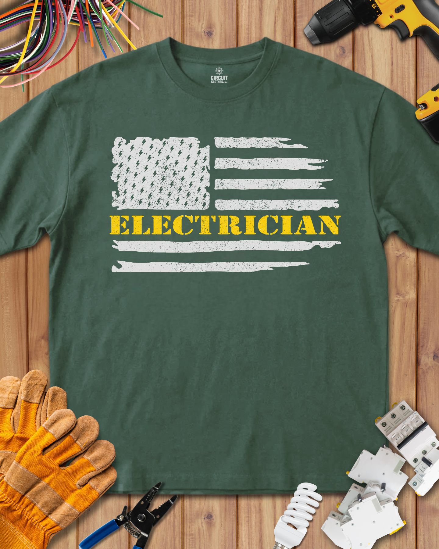 Cool Electrician US Flag T-shirt