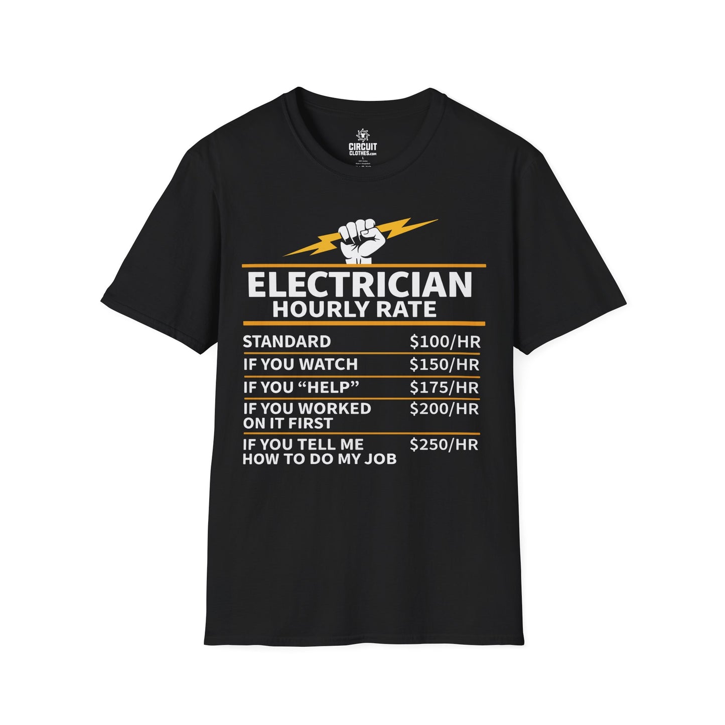 ELECTRICIAN Hourly Rate T-shirt
