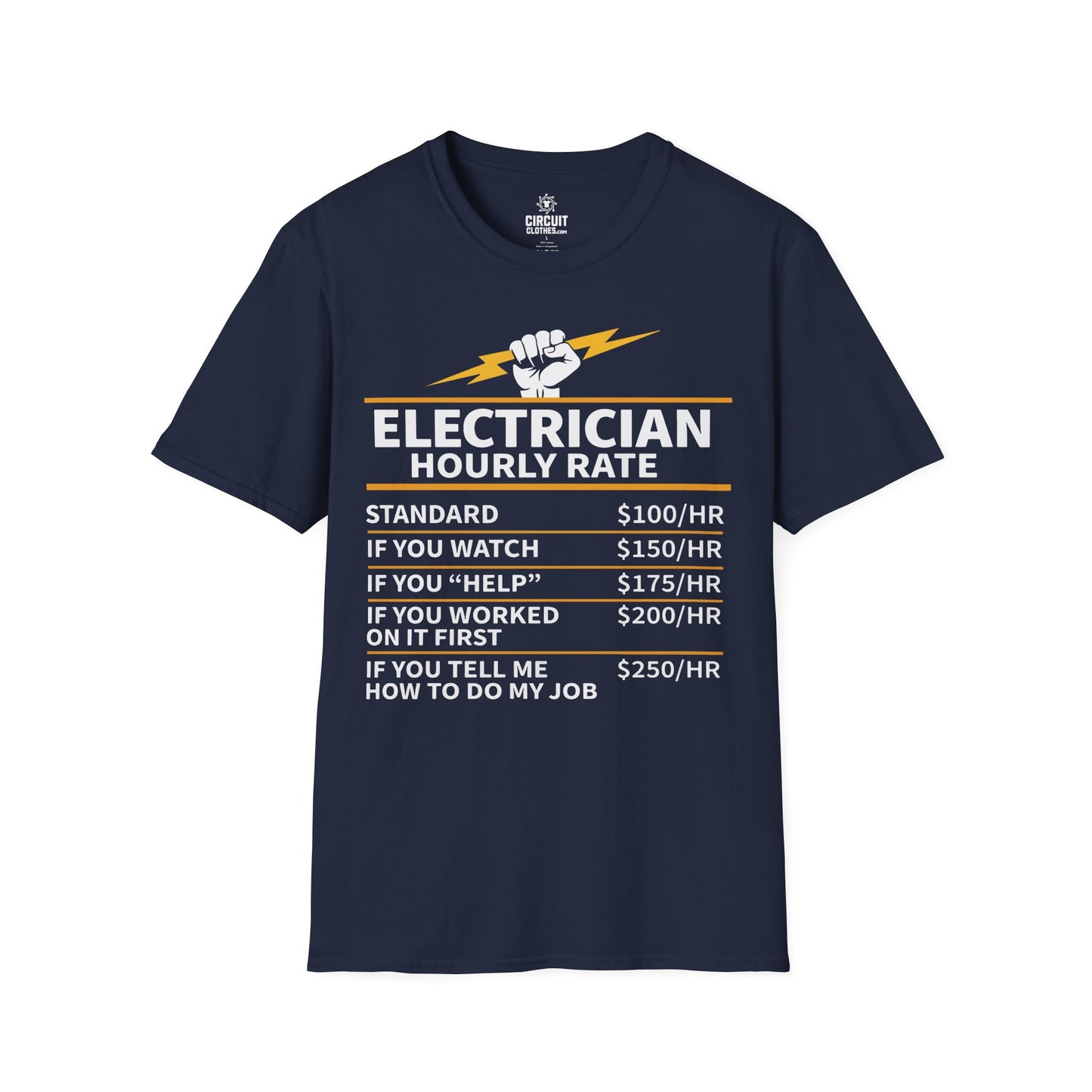 ELECTRICIAN Hourly Rate T-shirt