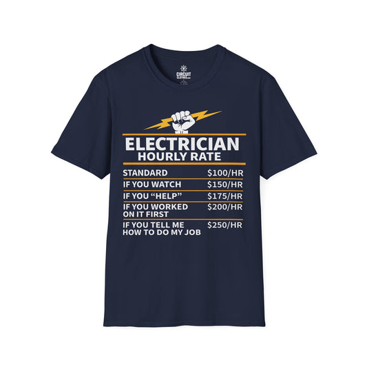 ELECTRICIAN Hourly Rate T-shirt