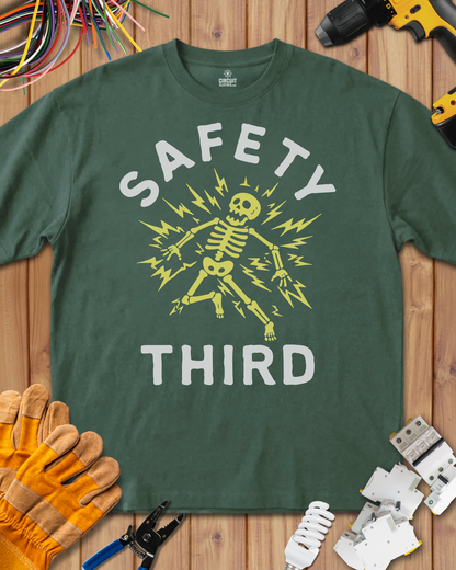 Funny Electrician Safety Third T-shirt