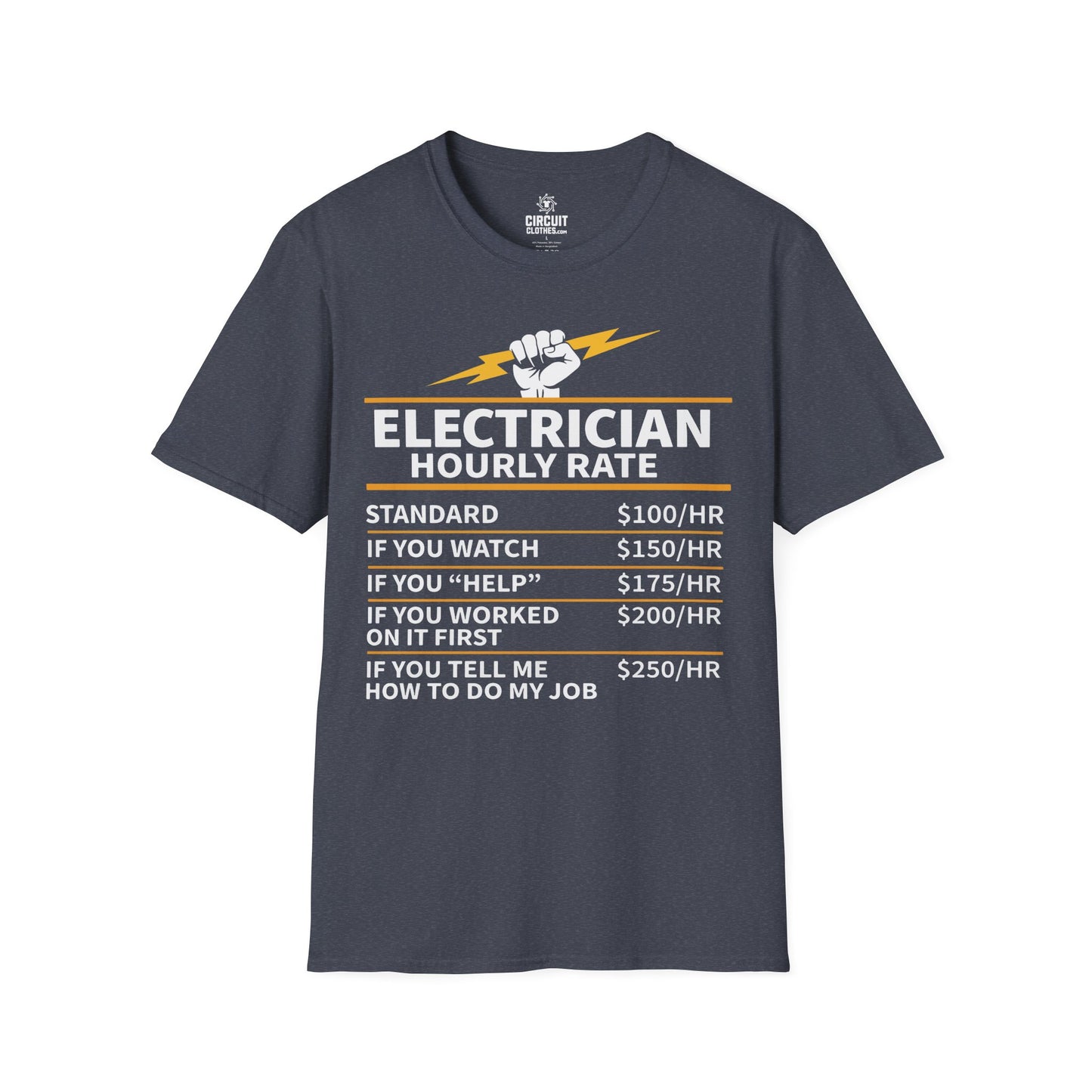 ELECTRICIAN Hourly Rate T-shirt