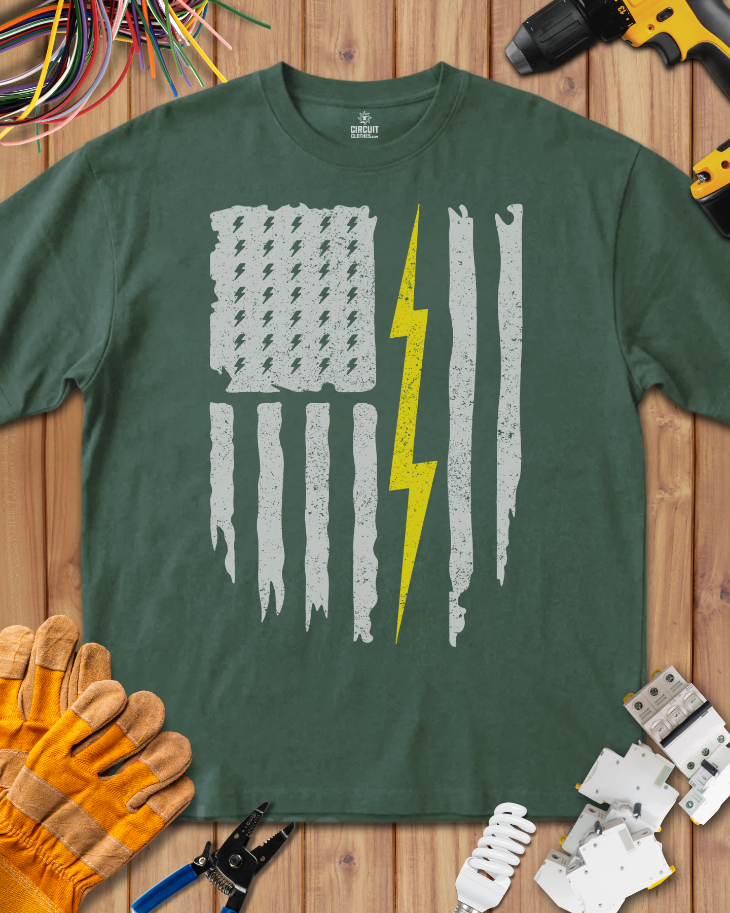 Cool Electrician US flag T-shirt