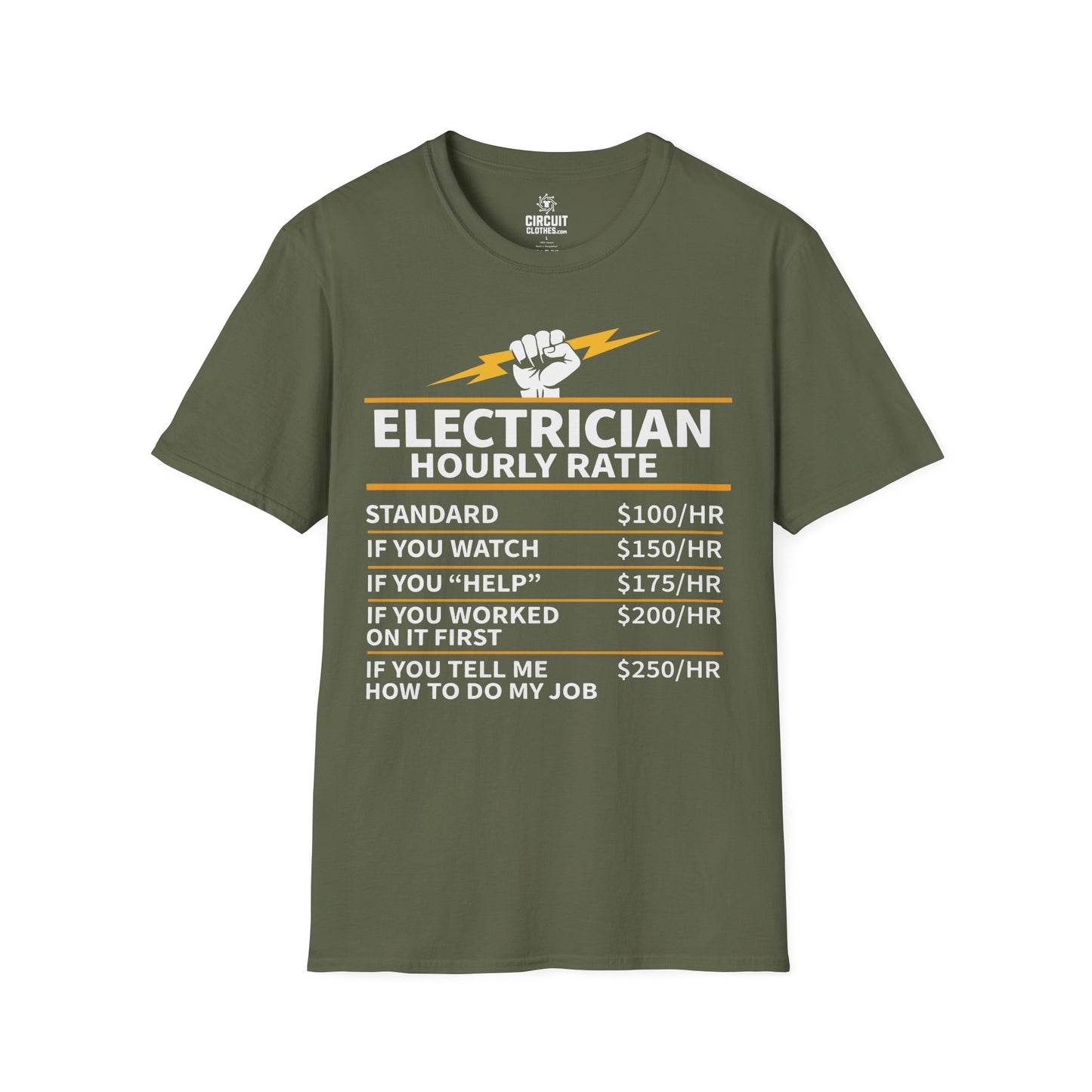 ELECTRICIAN Hourly Rate T-shirt