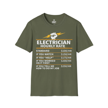 ELECTRICIAN Hourly Rate T-shirt